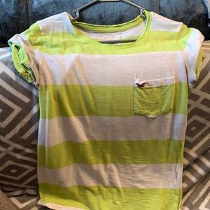 Striped Lime Green/White Hollister T-shirt